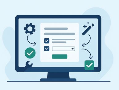 Screen with online form creator with customizable fields and form builder validation.