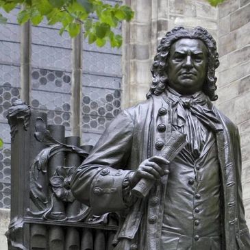Johann Sebastian Bach Statue in Leipzig in front of St. Thomas Church