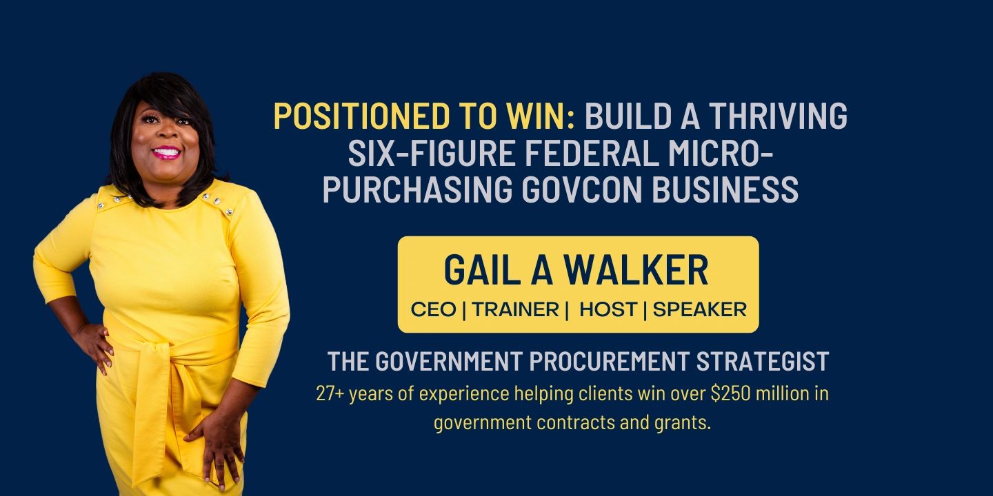 Upcoming Masterclass Build A Thriving Six-Figure Federal Micro=Purchasing GOVCON Business.