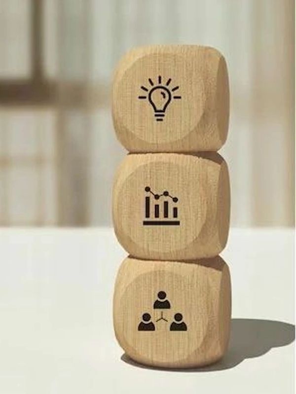 Wooden cube icons set