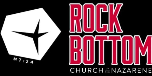 Logo of Rock Bottom Church of the Nazarene with a biblical reference.