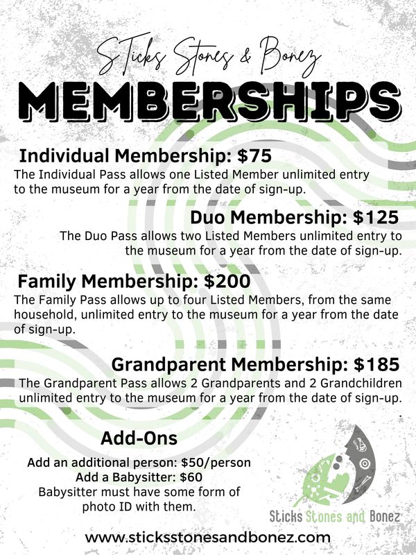 Membership Types and Prices
Individual-75
Duo- 125
Family- 200
Grandparent- 185