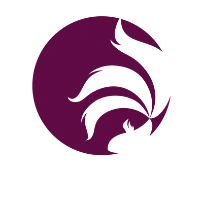 maroon Eros Health circle logo with the betta fish