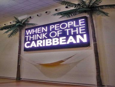 LED video wall display in Sangster International Airport in Nassau The Bahamas.