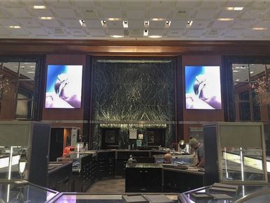 The LED video wall displays at Tiffany's in New York, New York.