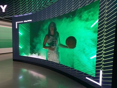 A curved LED video wall display at The University of Oregon in Eugene, Oregon.