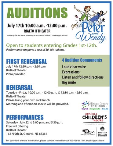 Missoula Children's Theater try-outs flyer.
