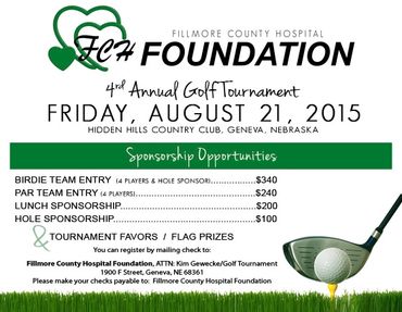 Hospital Foundation Golf Tournament flyer for fundraising opportunities.