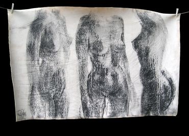 Drawing by Sculptor Tomas Oliva "Dripping Beauty I", 2006, from Dripping Beauty Series, charcoal on 