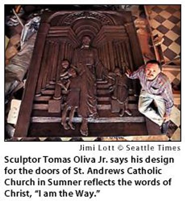 Cuban Sculptor Tomas Oliva, monumental sculpture, Saint Andrews Church Doors, The Seattle Times