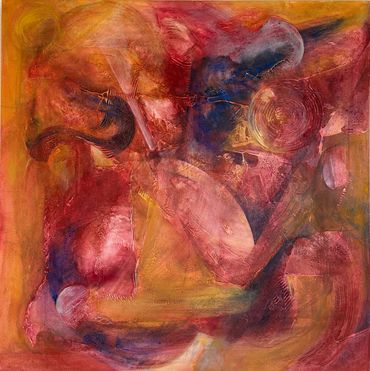 Combining dry pigment with acrylic, I created a multilayered piece with textures, conveying a feelin