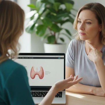 young woman with blonde hair discussing hypothyroidism in owasso with her nurse practitioner
