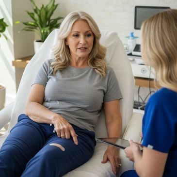woman on medical table discussing care for functional medicine in Owasso with her nurse practitioner