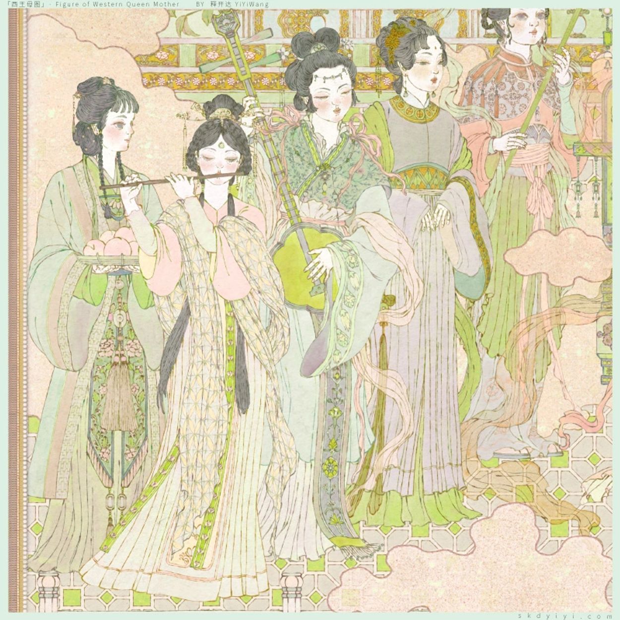 释开达的数字艺术作品 中国风 西王母图 插画 Yiyi Wang's artwork,Chinese style,FIGURE OF WESTERN QUEEN MOTHER,illustration