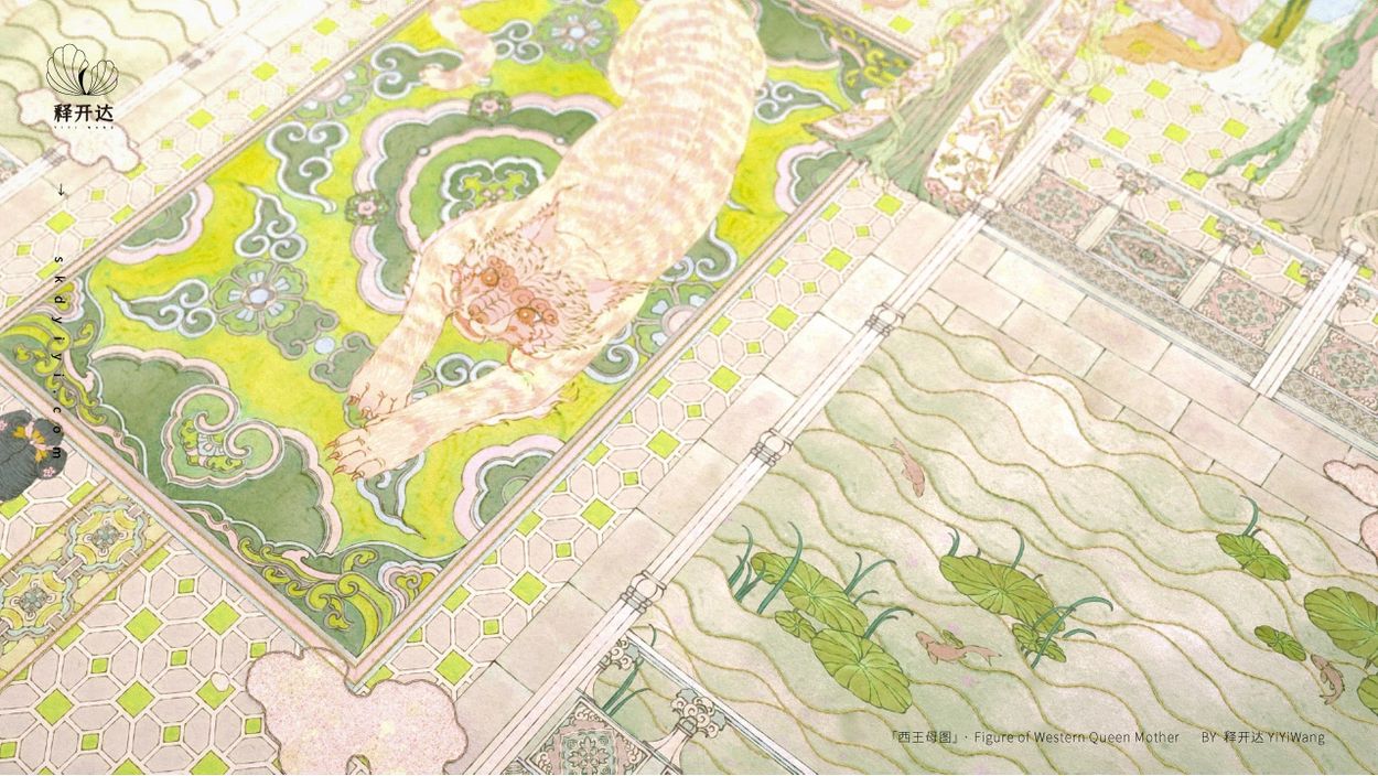 释开达的数字艺术作品 中国风 西王母图 插画 Yiyi Wang's artwork,Chinese style,FIGURE OF WESTERN QUEEN MOTHER,illustration
