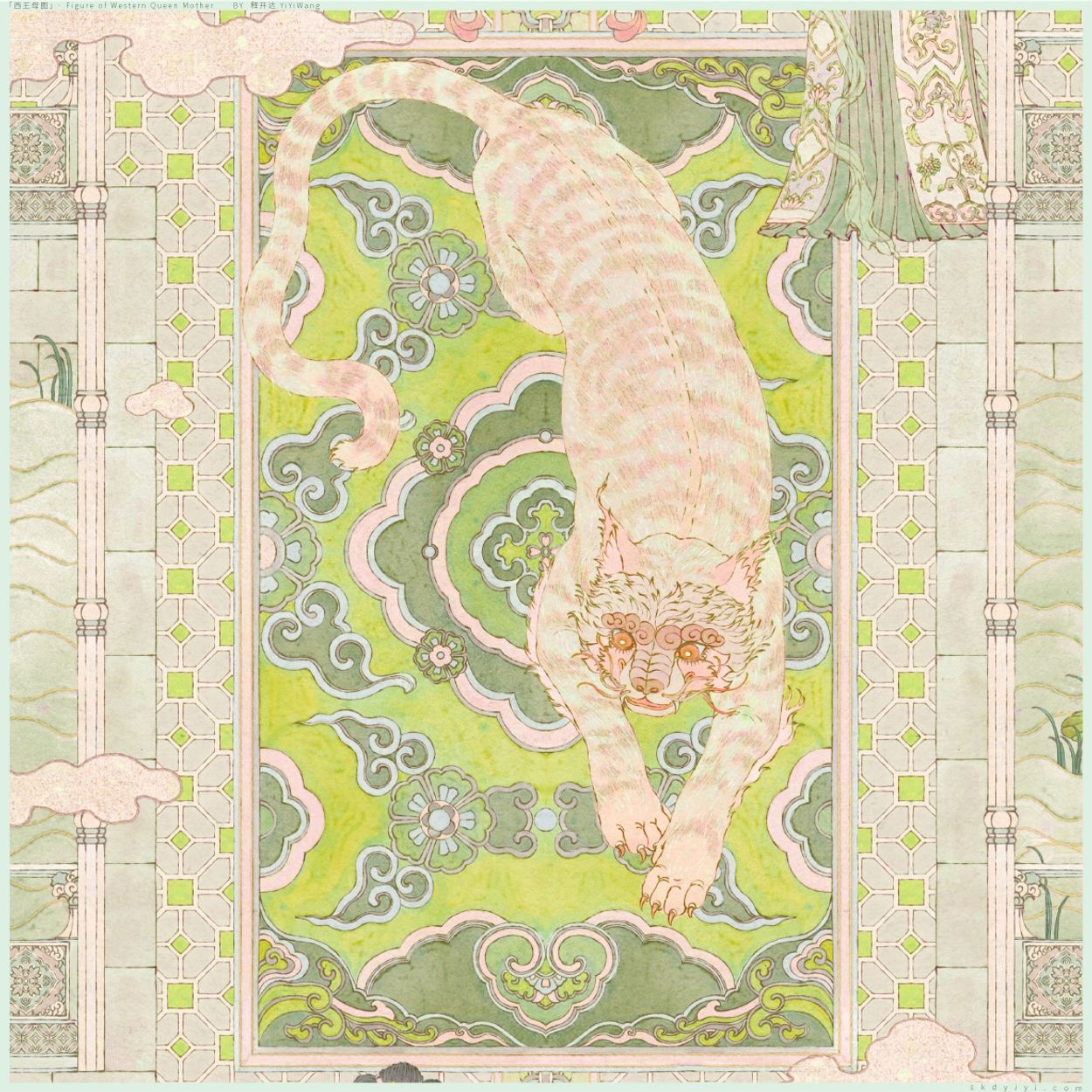 释开达的数字艺术作品 中国风 西王母图 插画 Yiyi Wang's artwork,Chinese style,FIGURE OF WESTERN QUEEN MOTHER,illustration