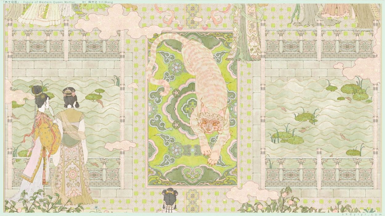 释开达的数字艺术作品 中国风 西王母图 插画 Yiyi Wang's artwork,Chinese style,FIGURE OF WESTERN QUEEN MOTHER,illustration
