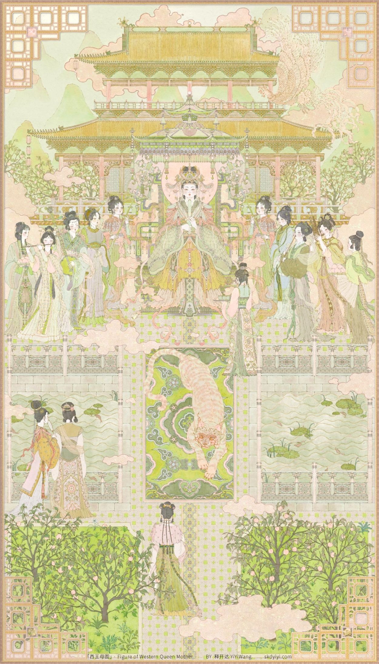 释开达的数字艺术作品 中国风 西王母图 插画 Yiyi Wang's artwork,Chinese style,FIGURE OF WESTERN QUEEN MOTHER,illustration