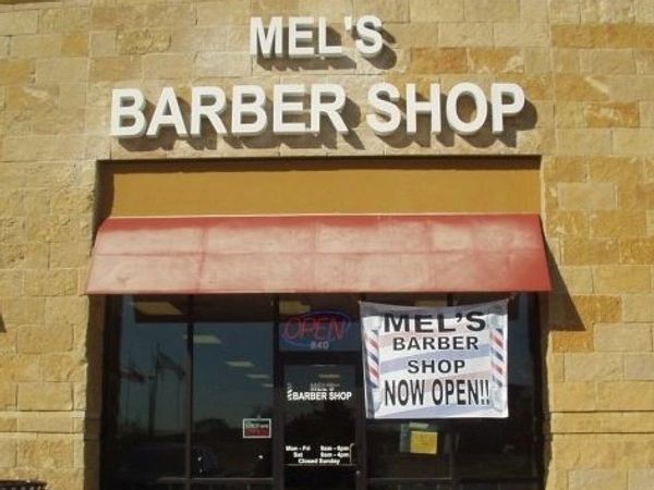 Mel's Barber Shop opening in 2008 in Flower Mound, Texas
