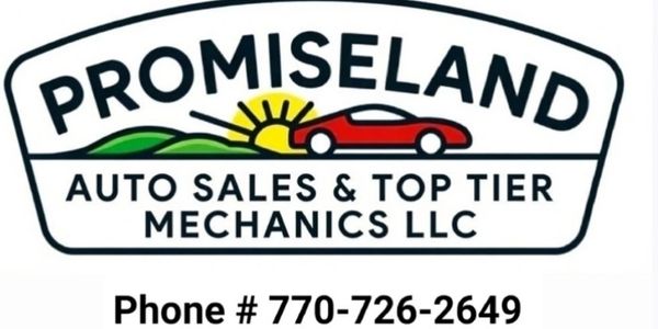 Logo of Promiseland Auto Sales & Top Tier Mechanics LLC with contact number.