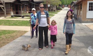 The family visits Har-Ber Village—including the dog!