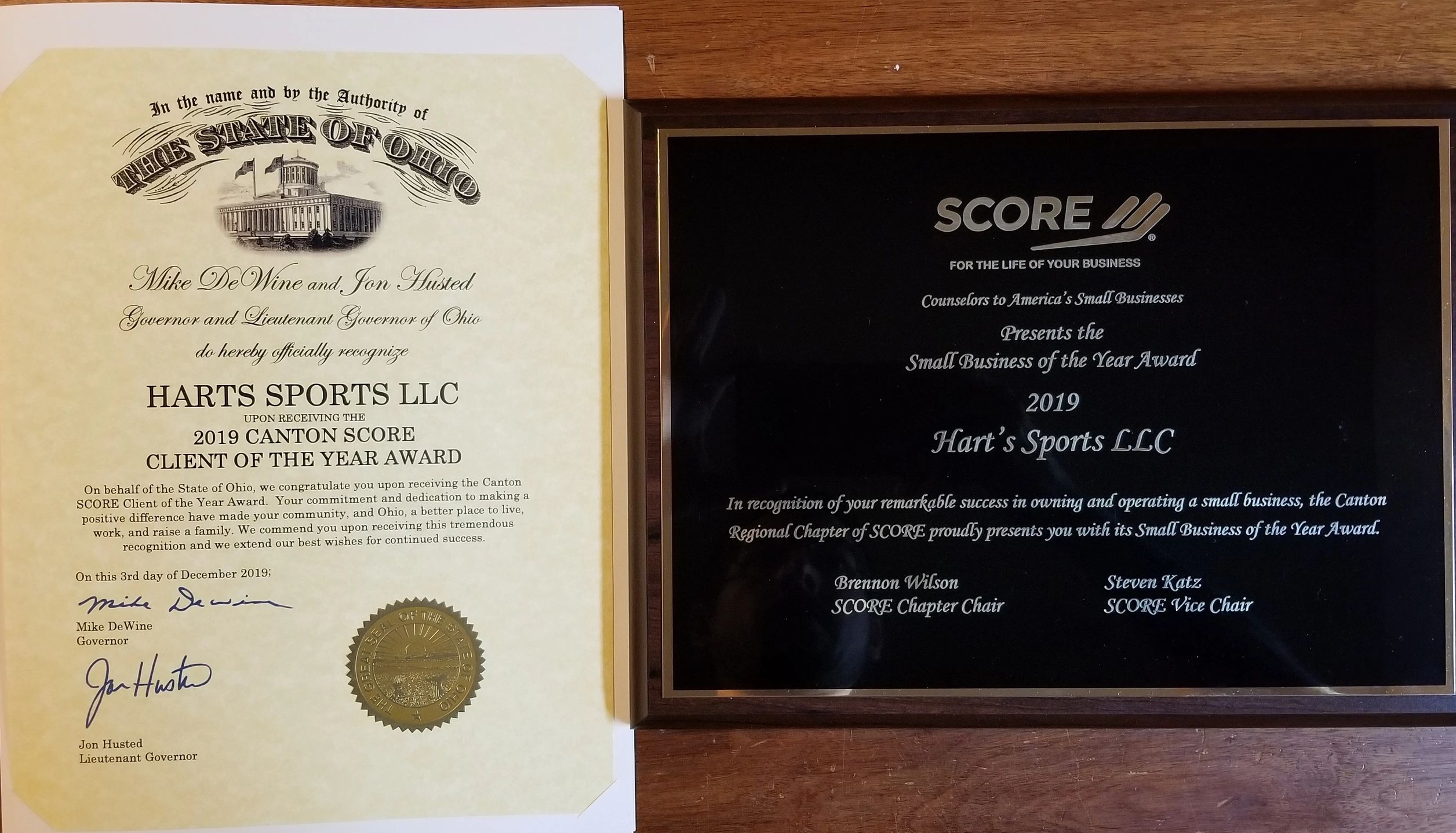 SCORE Small business of the year
harts sports winner of 2019 small business