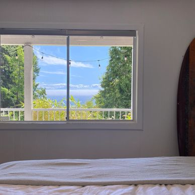 Every bedroom at the Surf Chalet Vacation Rental has a king size bed and an ocean view.
