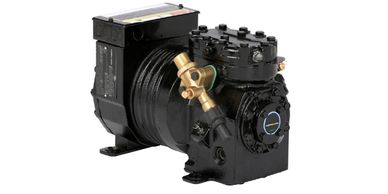 Black mechanical pump with brass fittings.