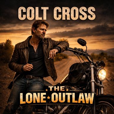 Man leaning on motorcycle in a rugged desert setting.