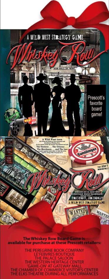 Whiskey Row Board Game, Prescott, AZ. JULIE TRAINOR GRAPHIC DESIGNER, PEREGRINE BOOK COMPANY