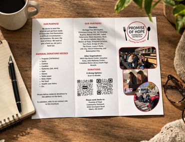 Tri-fold brochure design for Flex-Stone contractor services highlighting branding, service offerings