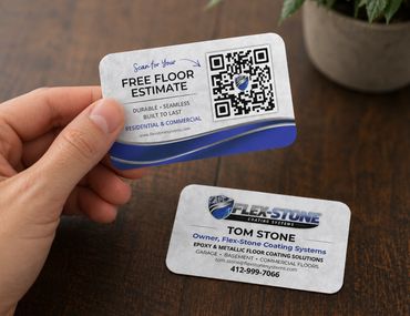 Business cards made for Flex-Stone Coating Systems.