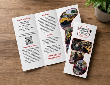 Tri-fold brochure design for Promise of Hope Community Outreach.