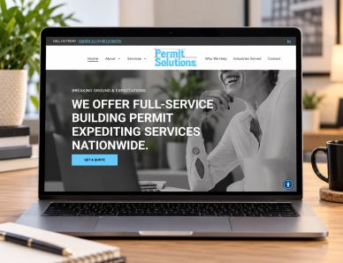 Permit Solutions website before its redesign by Golden Girl Communications, featuring the original b