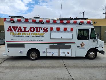 Avalou's Italian Pizza Company food truck parked in an urban area.