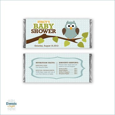 Baby Shower Owl Candy  Bar Wrappers Event Branding