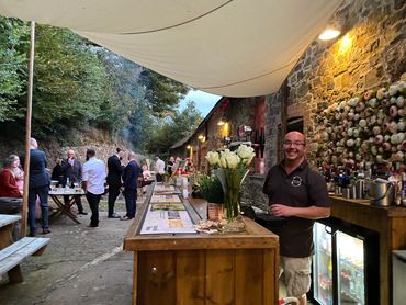 Flower wall mobile bar, Ashridge Great Barn