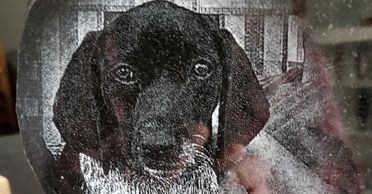 Black granite, laser etched at 250 dpi. Image size 4x8"