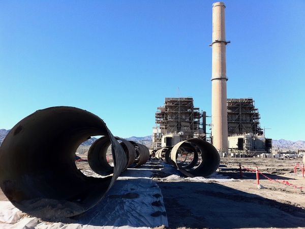 Circulating water lines coated with asbestos being abated at a power generating station in Nevada