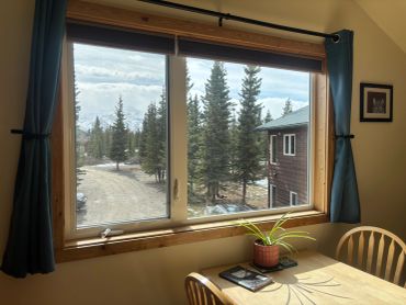 Wolf Den: Large window for aurora viewing in the winter and epic mountain views year round.
