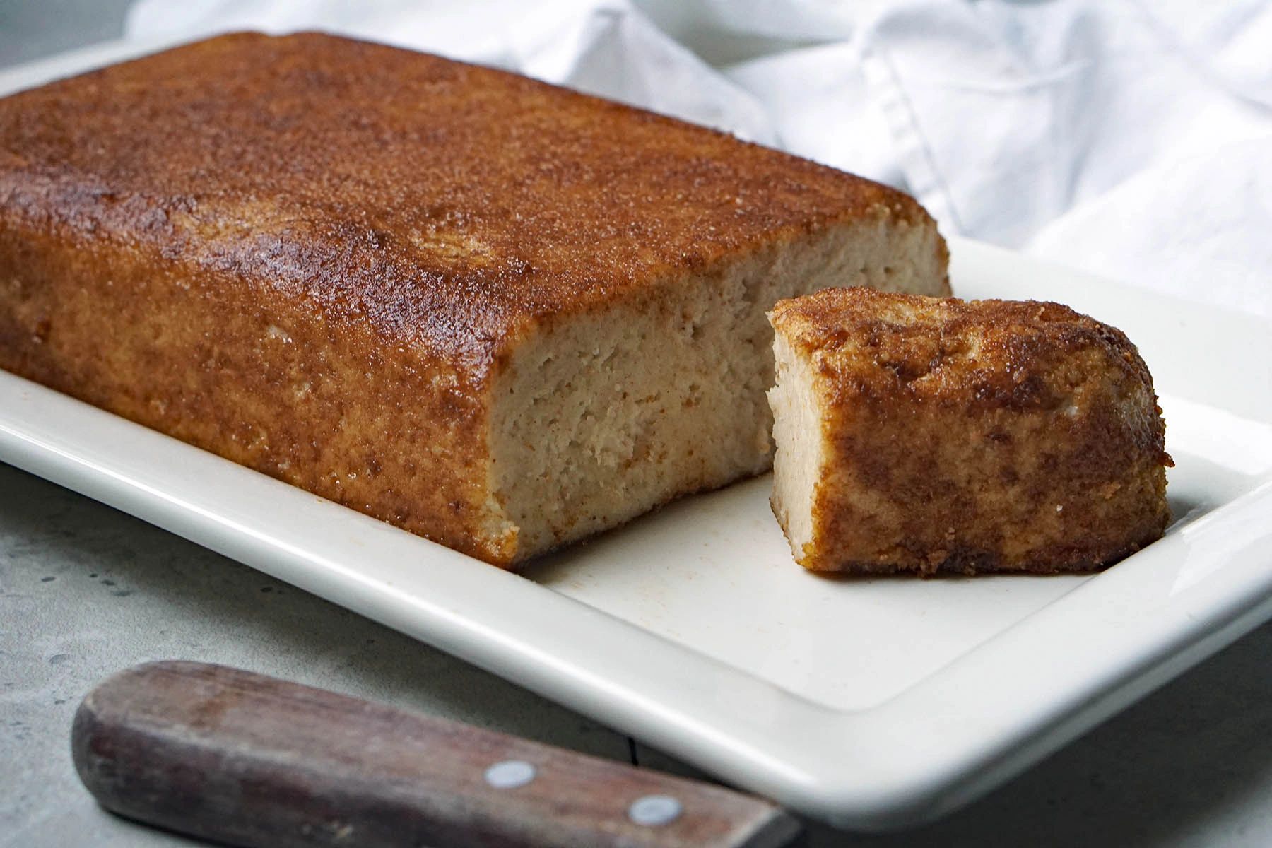 Baked shaped purée bread loaf IDDSI