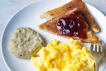 Shaped purée Bread IDDSI Grilled Toast Puree Sausage and Eggs