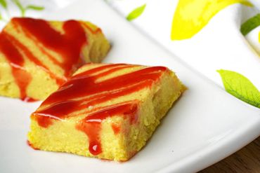 Shaped purée bread mix IDDSI. Purée bread cake mix. Purée cake.