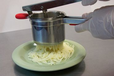 Shaped purée pasta spaghetti ricer tool. IDDSI