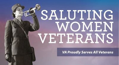 A headline with saluting woman veterans