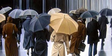 Series of Umbrella paintings from 2005 by Canadian artist Laurie Campbell.
