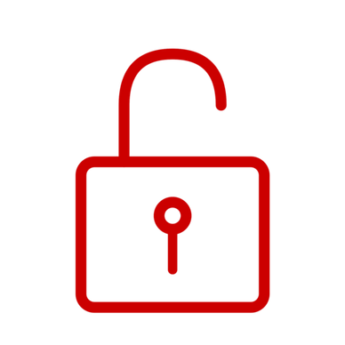 Unlocked padlock icon: open standards, modular components, no vendor lock-in.