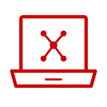 Laptop with neural network icon: local AI inference when cloud is unreachable.