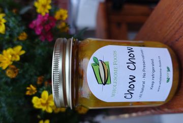 Jar of Chow Chow relish from Wholesome Foods.