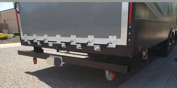 CUSTOM BUILT TO ORDER BUMPER FOR YOUR 5TH WHEEL TRAILER TO PROTECT THE AUTO-LEVELING RAMS. 